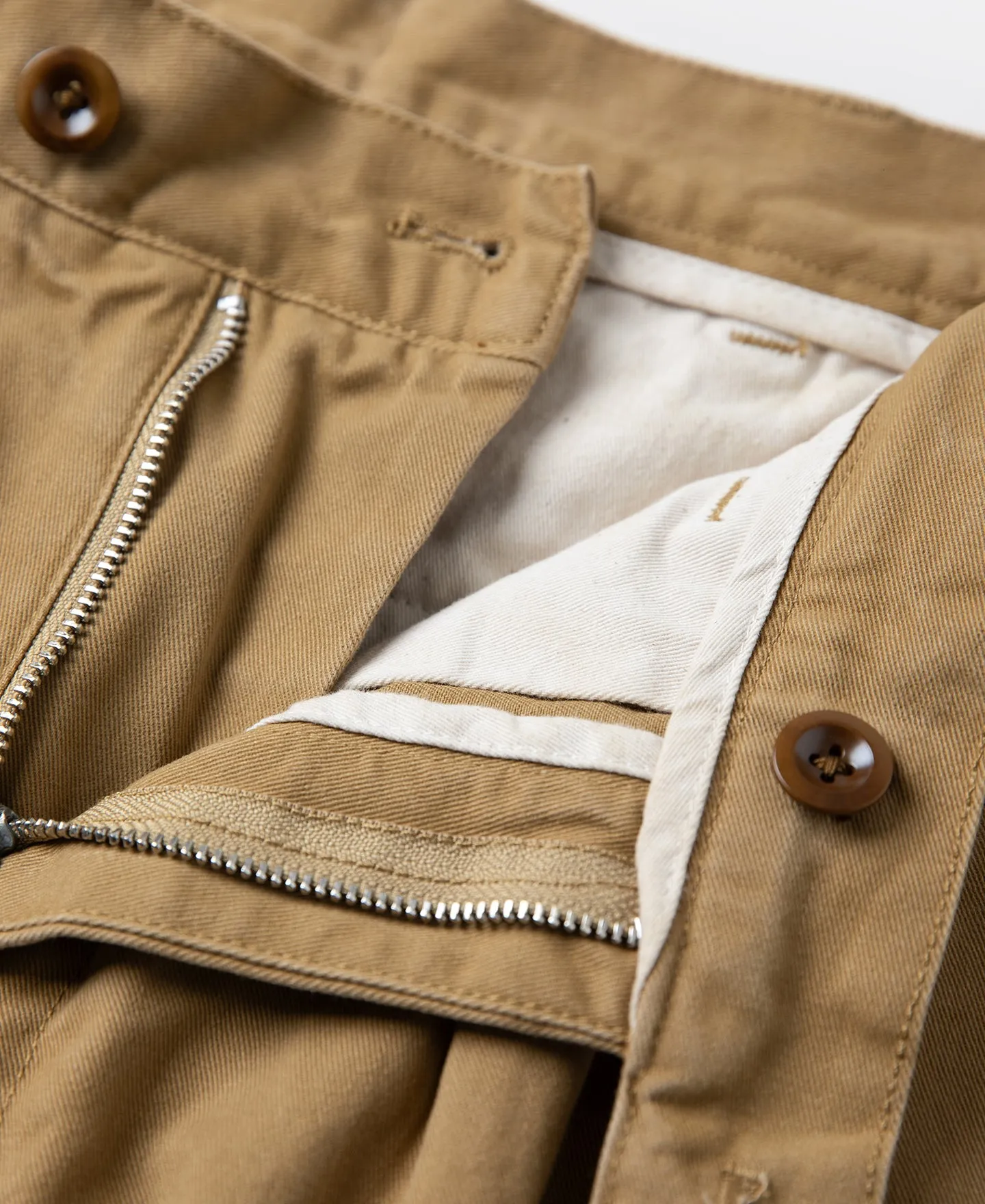 1930s IVY Style Double Pleated Chino Trousers - Yellow