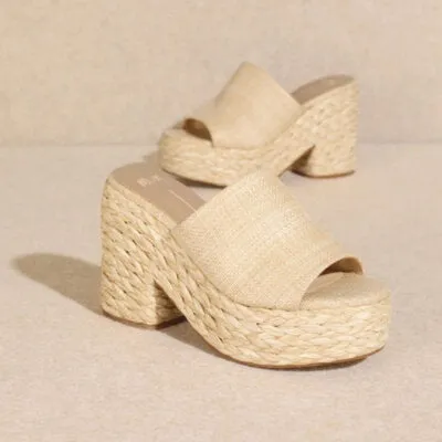 Ashlyn Wedge Natural Raffia