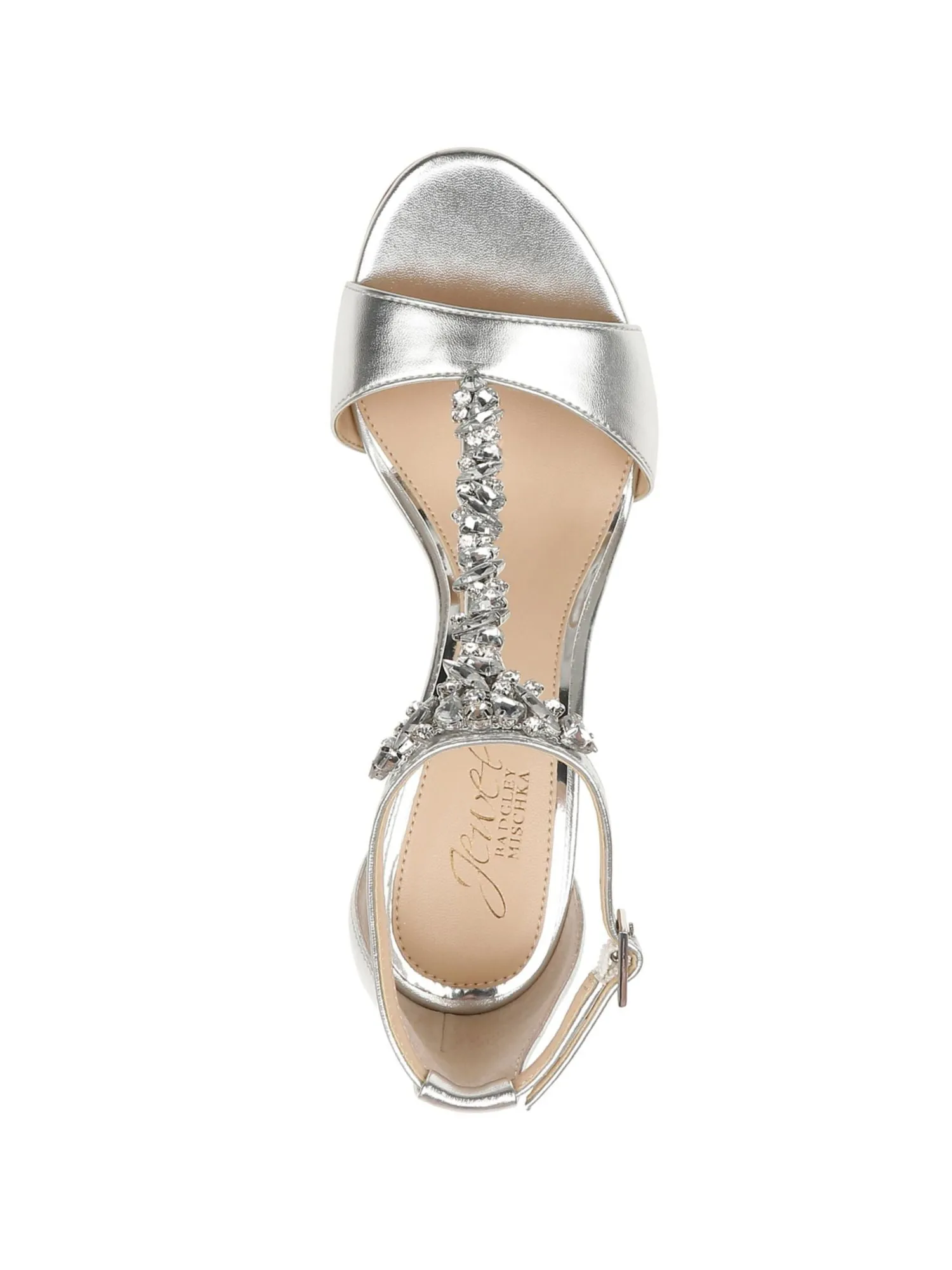 BADGLEY MISCHKA Womens Silver Studded T-Strap 800554922892 Almond Toe Block Heel Buckle Dress Heels Shoes M