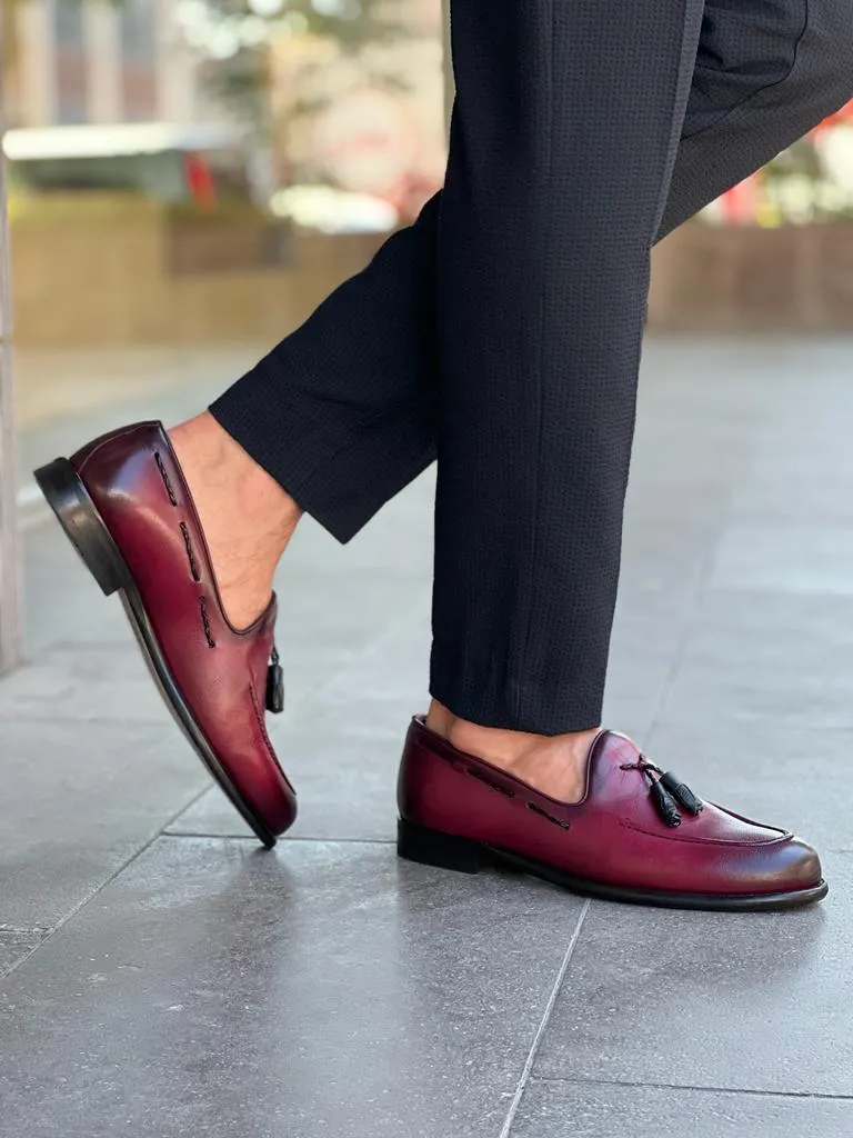 Benson Double Buckled Burgundy Detailed Loafers