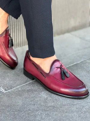 Benson Double Buckled Burgundy Detailed Loafers