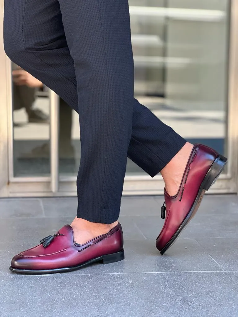Benson Double Buckled Burgundy Detailed Loafers