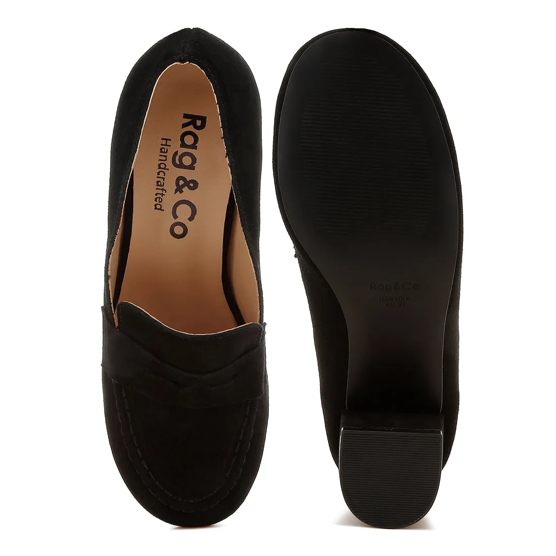 Block Heel Suede Loafers