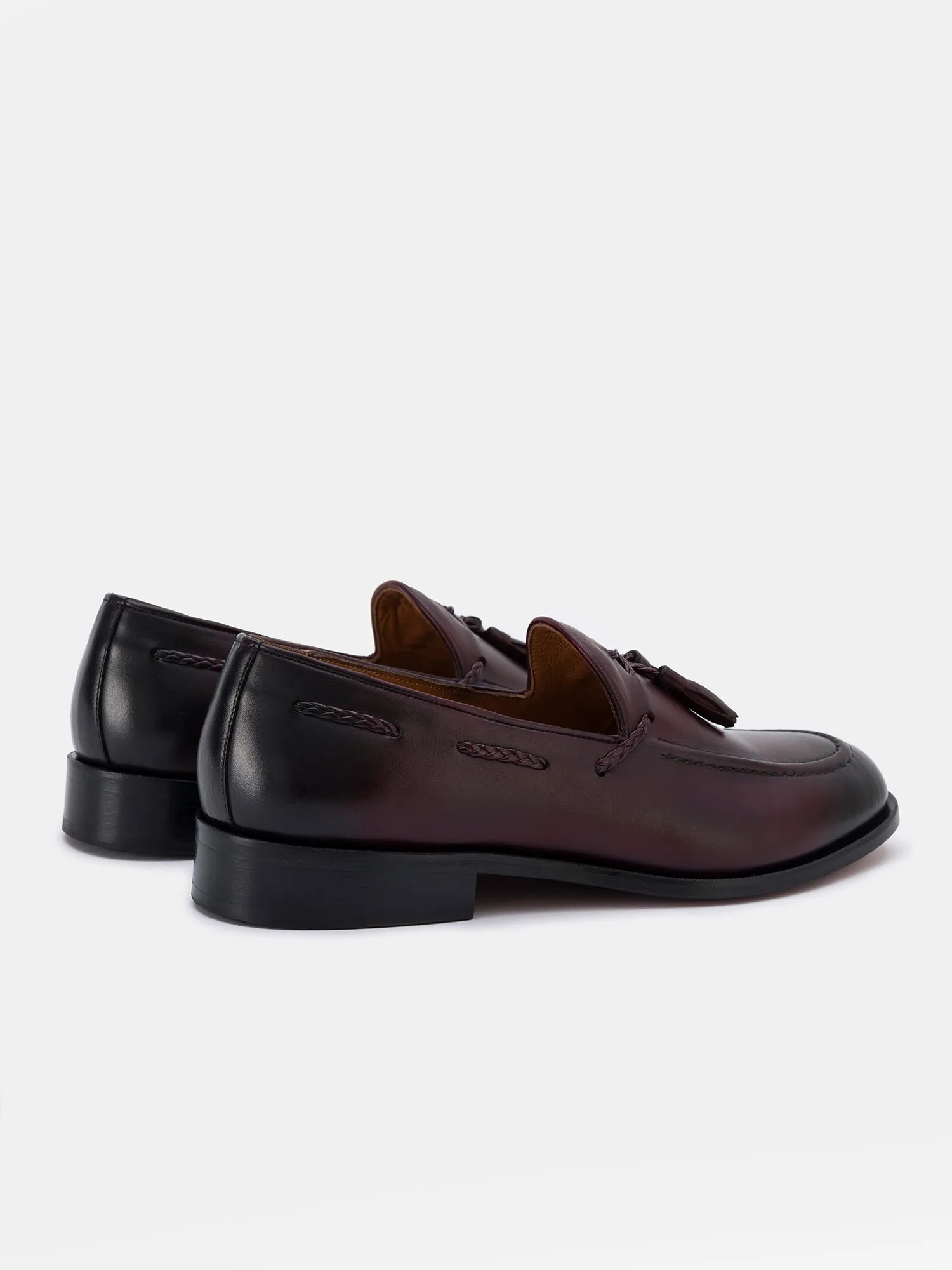 Bordeaux Leather Tasselled Loafers