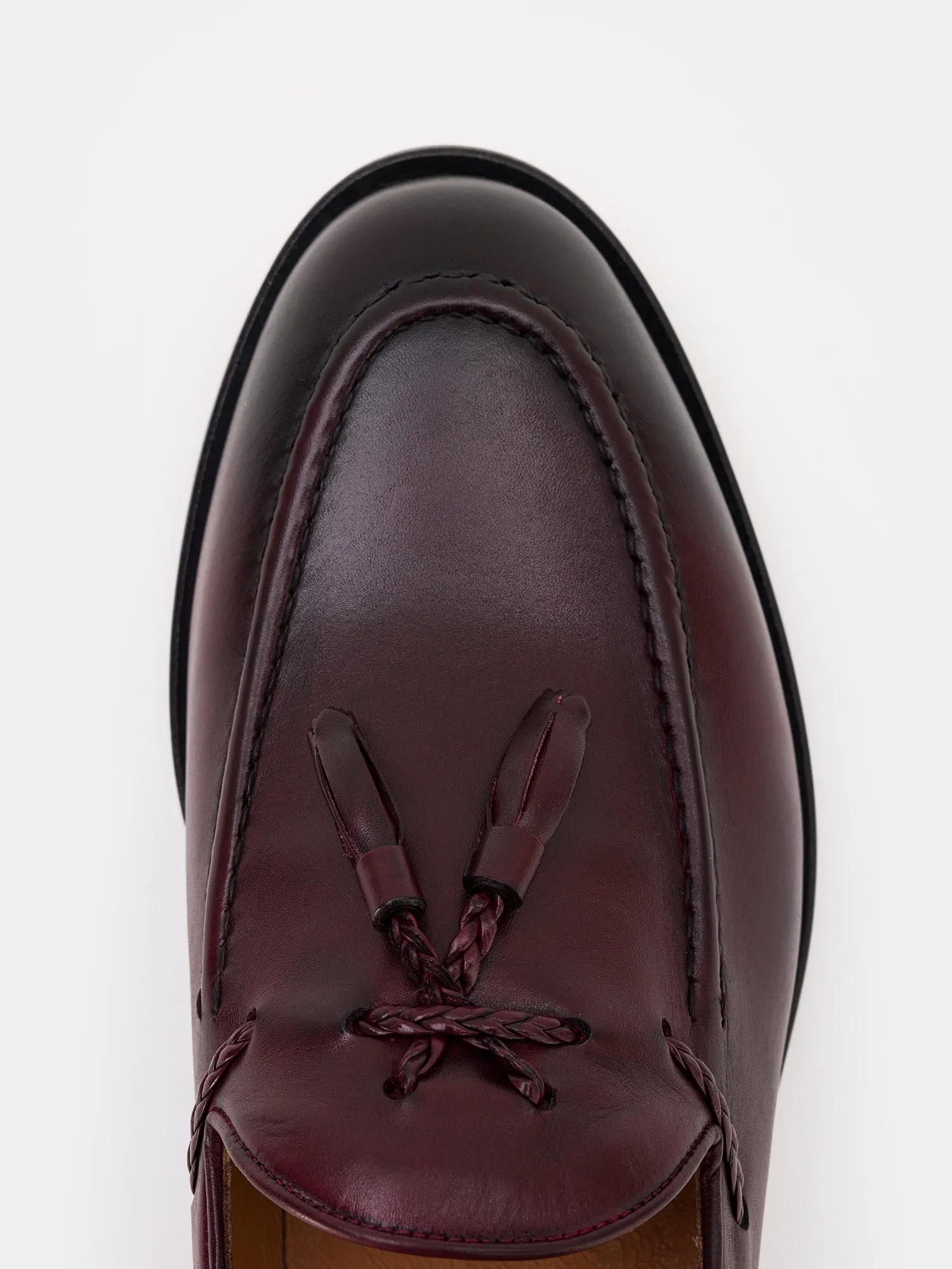 Bordeaux Leather Tasselled Loafers
