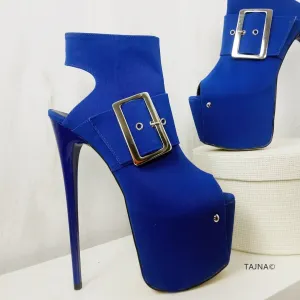 Cobalt Blue Ankle Cut Belted Platform