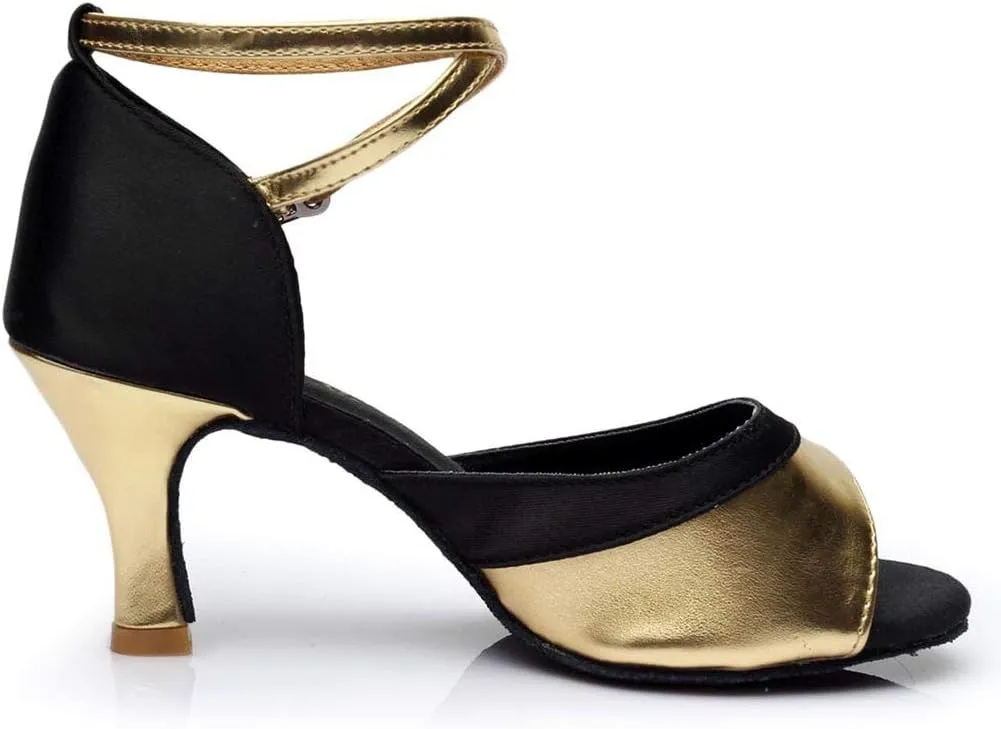 CsgrFagr Women Ladies Dancing Prom Ballroom Latin Ballet Dance Singles Shoes Women's Sandals with Straps (Gold, 7)