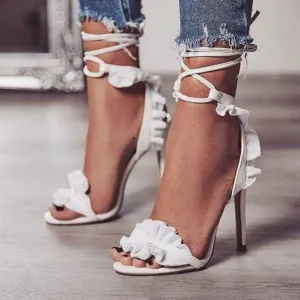 Floral Peep Toe High Heels