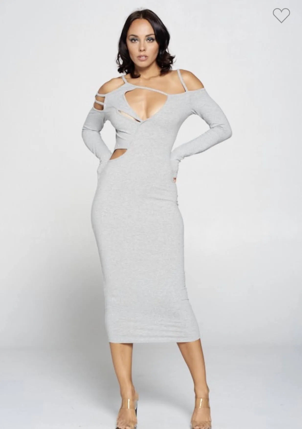Grey Skies Cut Out Midi Dress