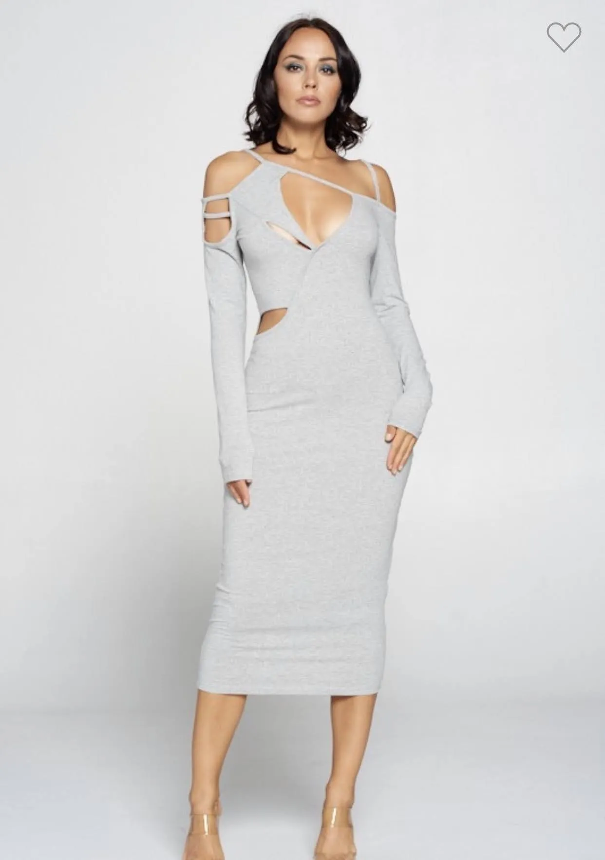 Grey Skies Cut Out Midi Dress