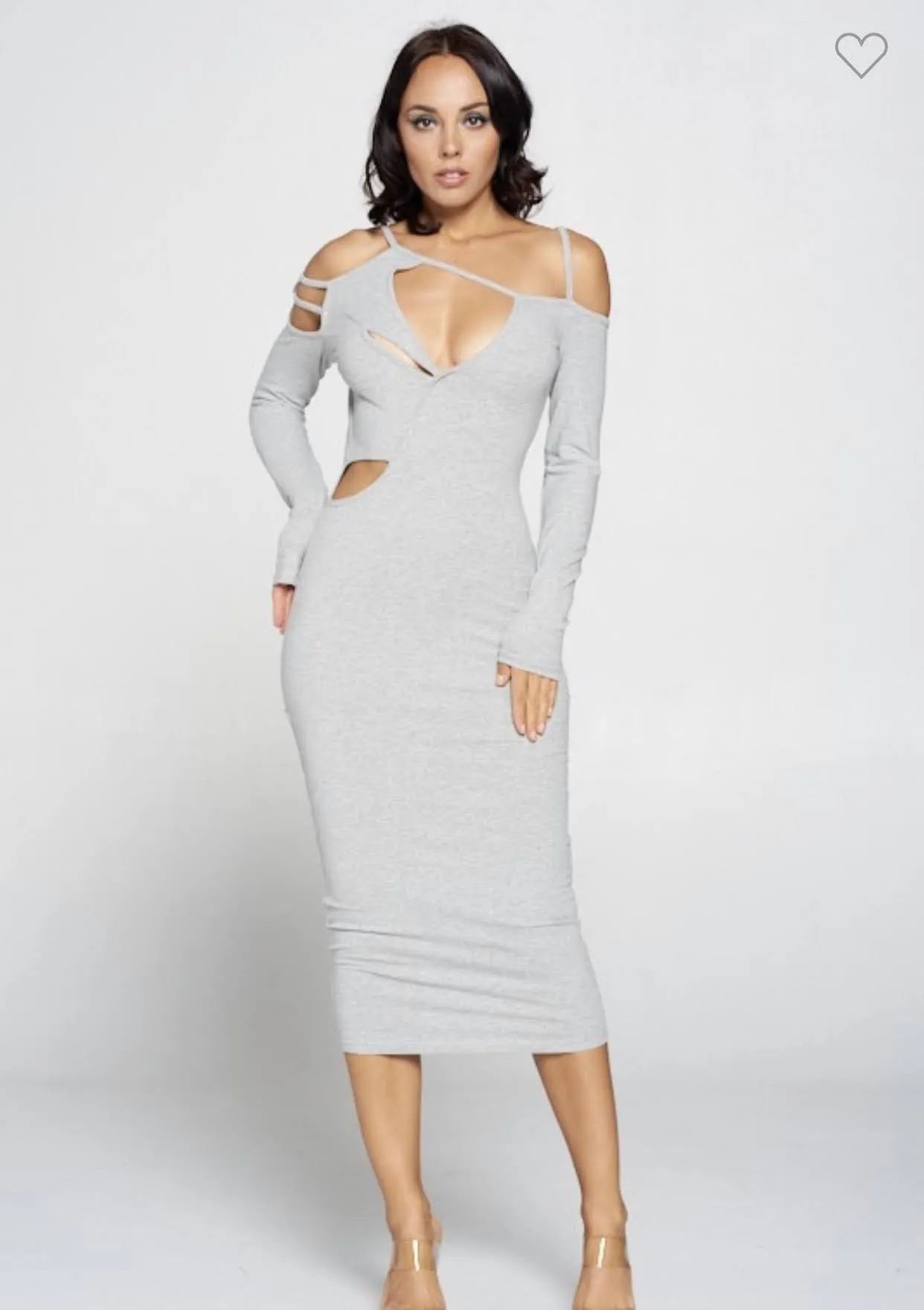 Grey Skies Cut Out Midi Dress