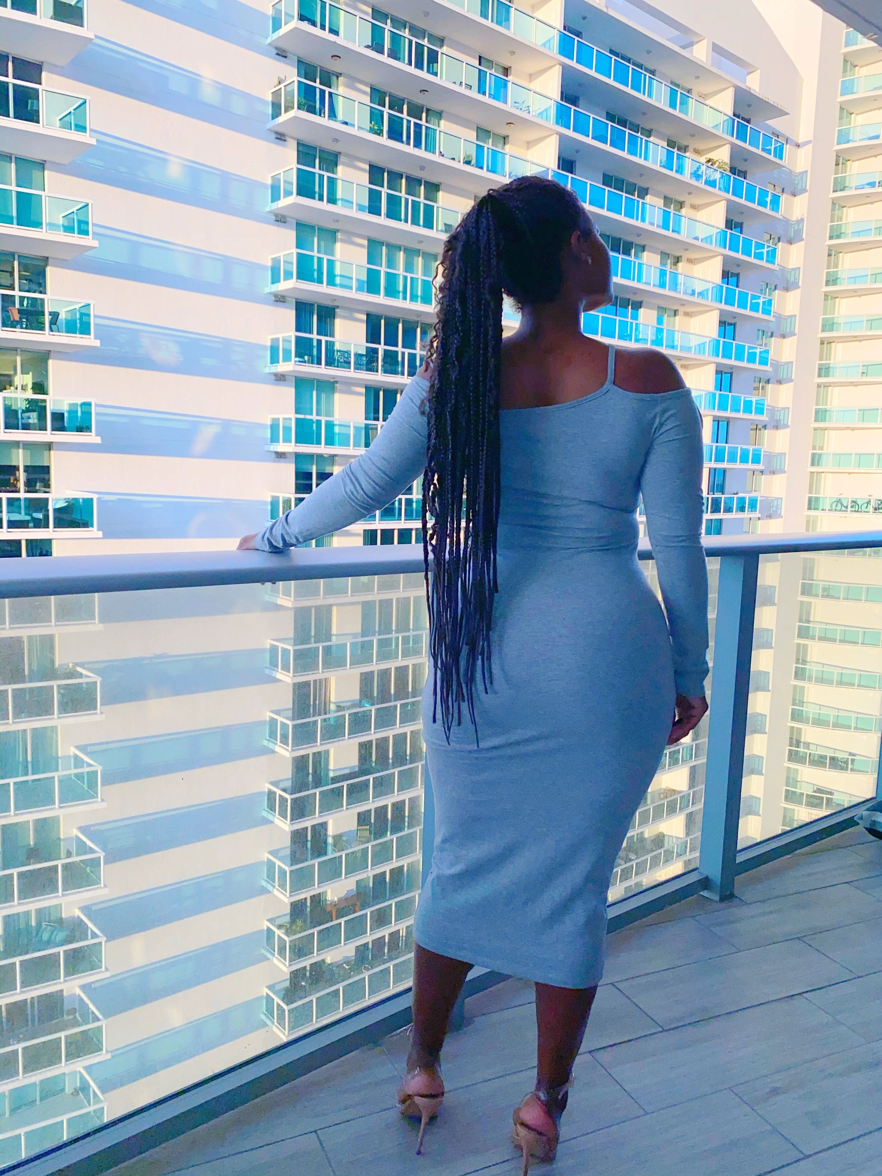 Grey Skies Cut Out Midi Dress