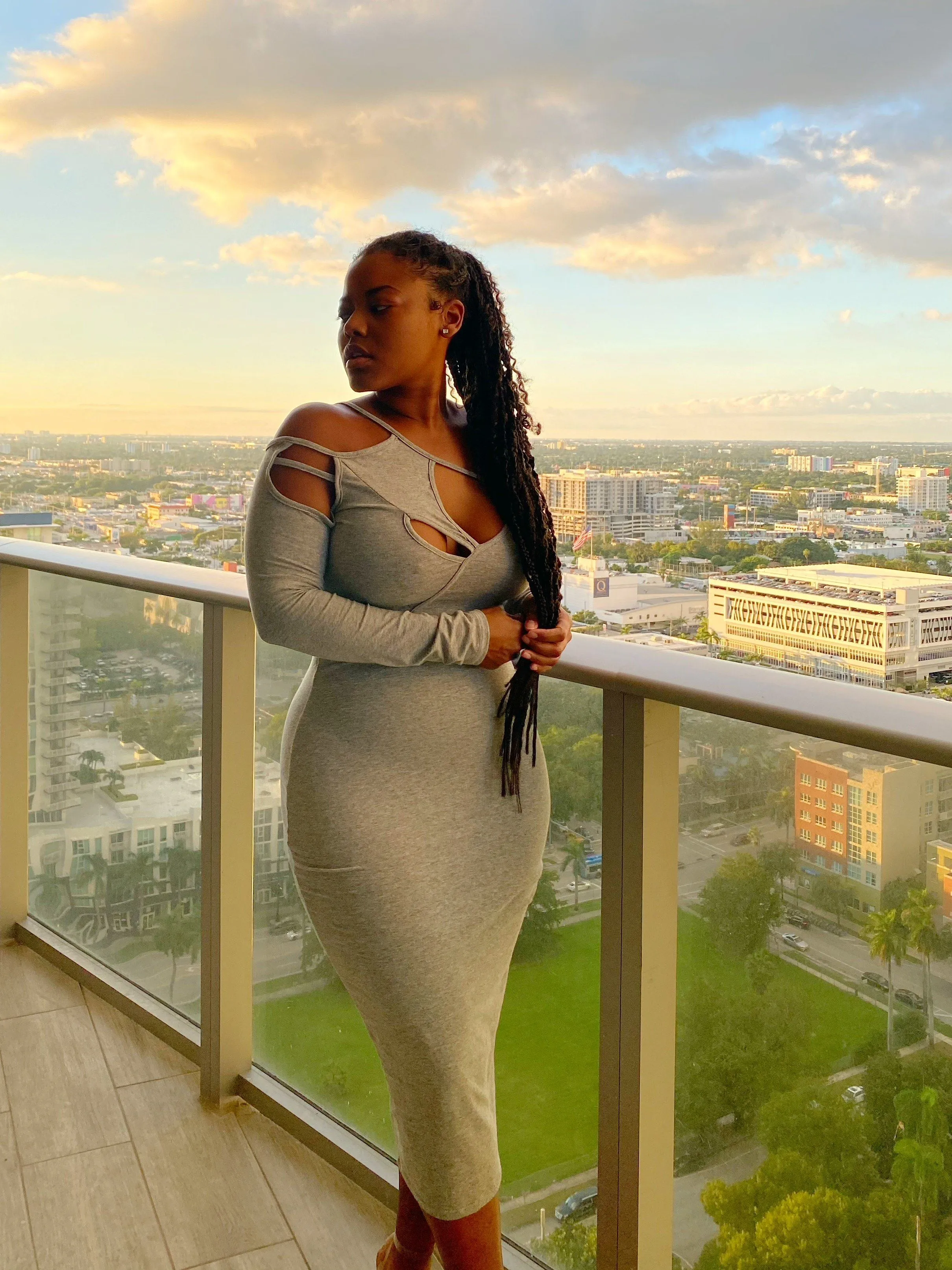 Grey Skies Cut Out Midi Dress
