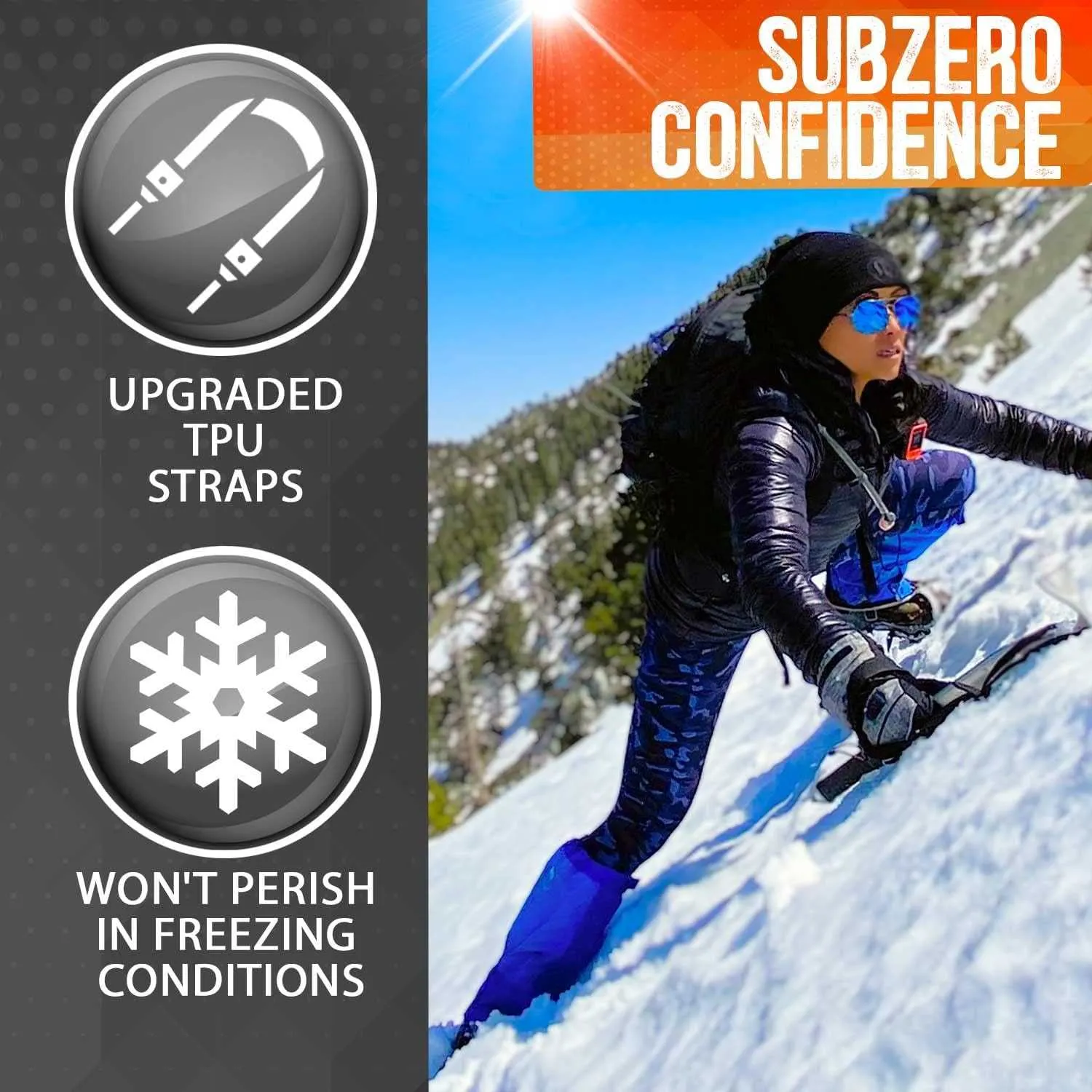 Pike Trail Leg Gaiters Waterproof Adjustable Snow Boot Gaiters for Hiking, Walking, Hunting, Mountain Climbing, Snowshoeing