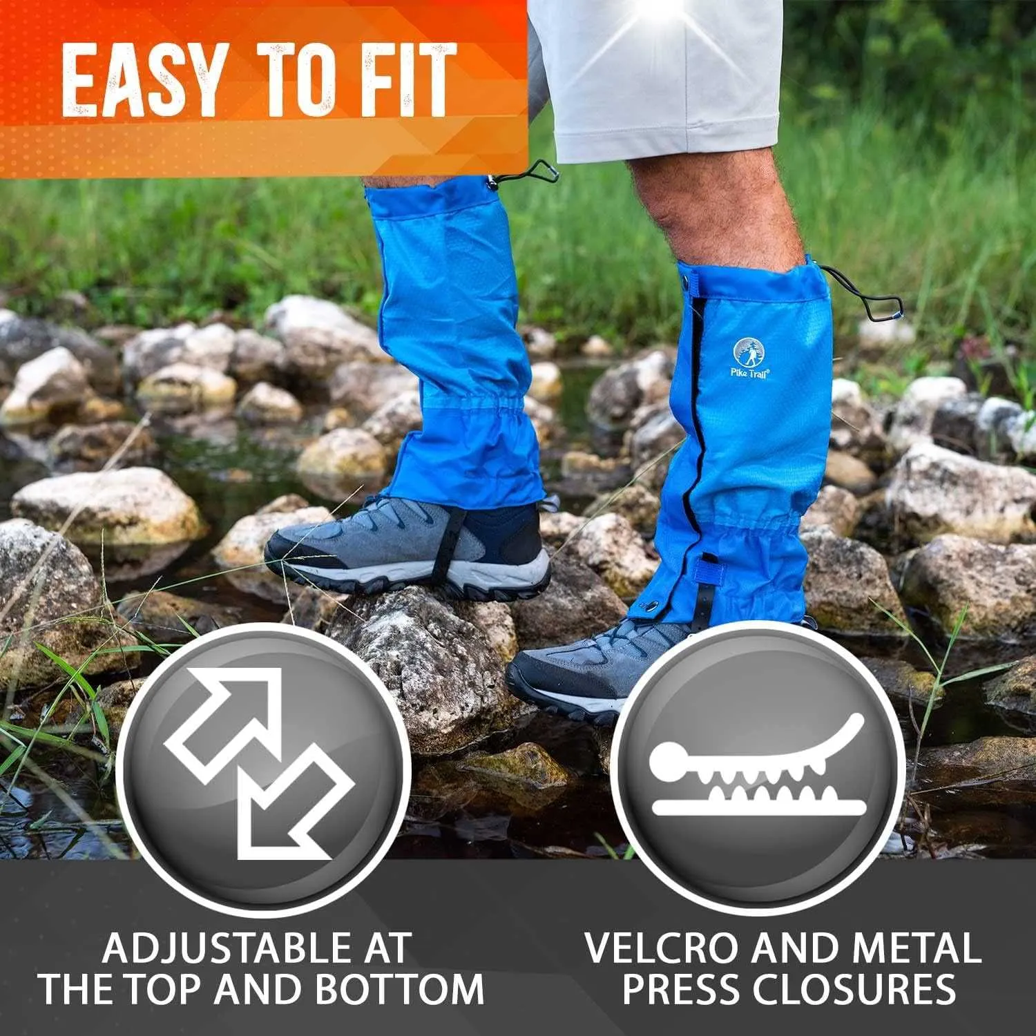 Pike Trail Leg Gaiters Waterproof Adjustable Snow Boot Gaiters for Hiking, Walking, Hunting, Mountain Climbing, Snowshoeing