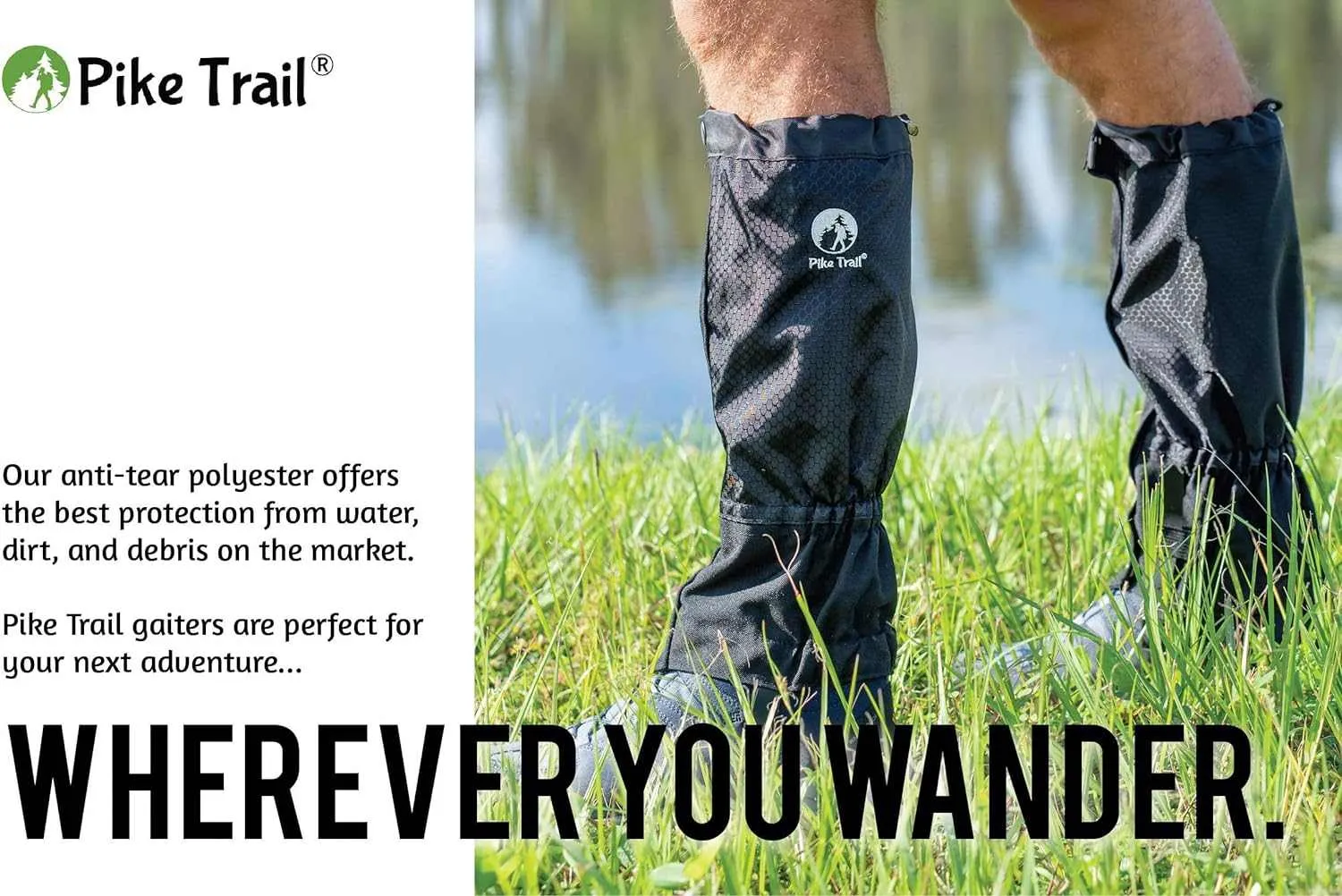 Pike Trail Leg Gaiters Waterproof Adjustable Snow Boot Gaiters for Hiking, Walking, Hunting, Mountain Climbing, Snowshoeing