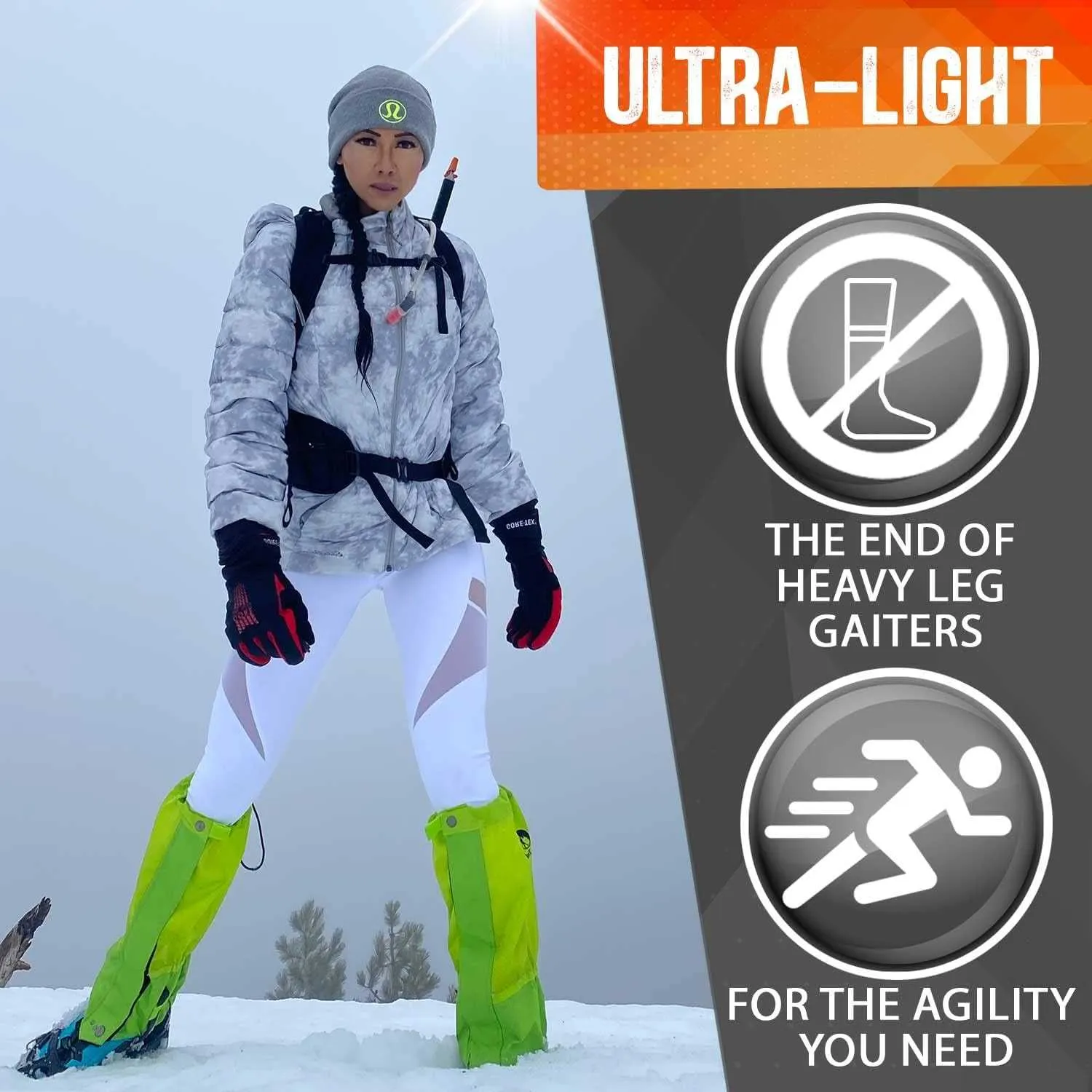 Pike Trail Leg Gaiters Waterproof Adjustable Snow Boot Gaiters for Hiking, Walking, Hunting, Mountain Climbing, Snowshoeing