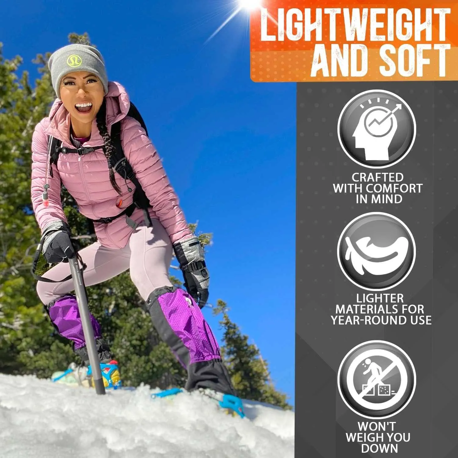 Pike Trail Leg Gaiters Waterproof Adjustable Snow Boot Gaiters for Hiking, Walking, Hunting, Mountain Climbing, Snowshoeing