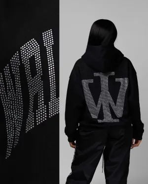 Premium Stone Oversized Hoodie (Black/Rhinestone) [Boxy   Heavy]