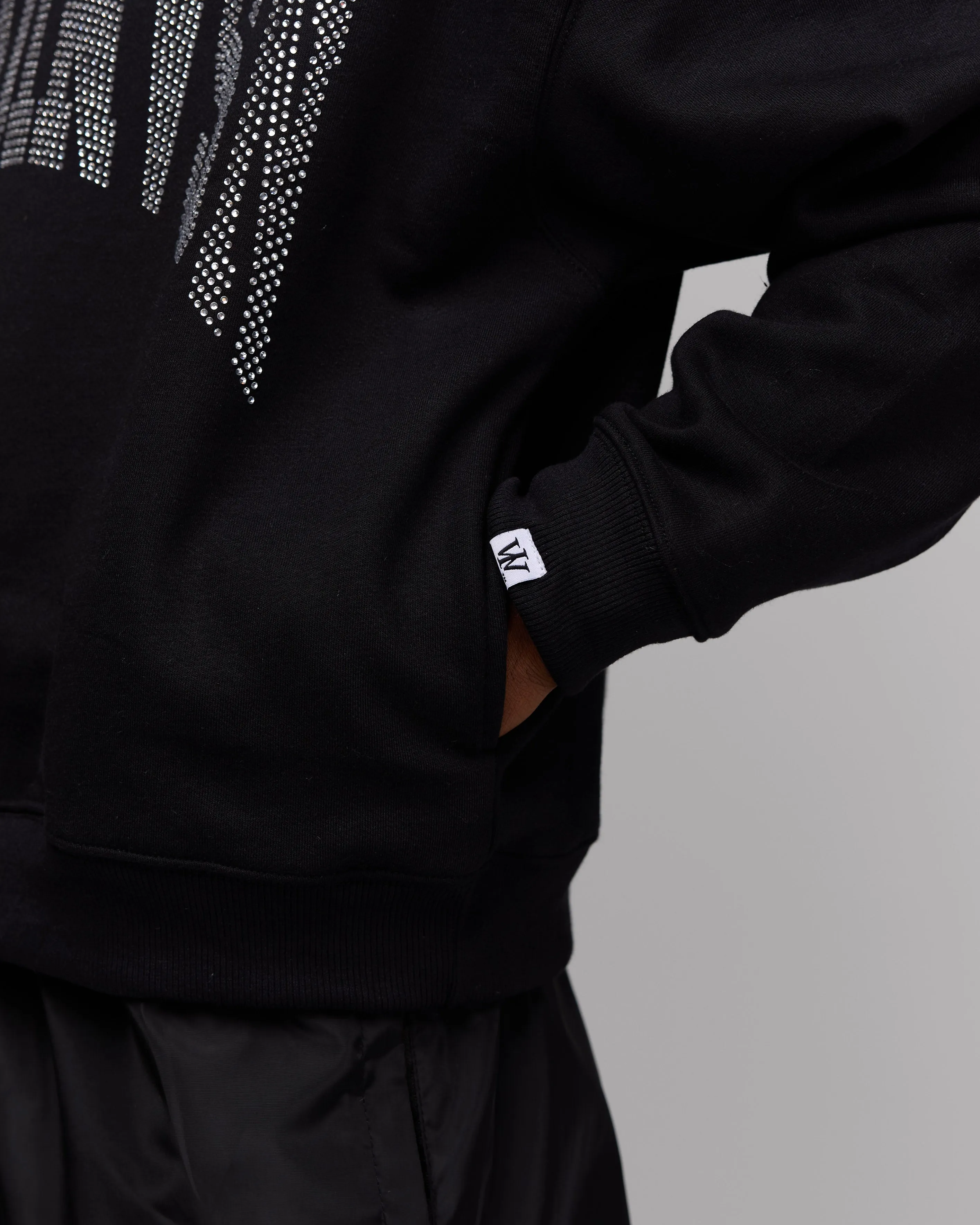 Premium Stone Oversized Hoodie (Black/Rhinestone) [Boxy   Heavy]