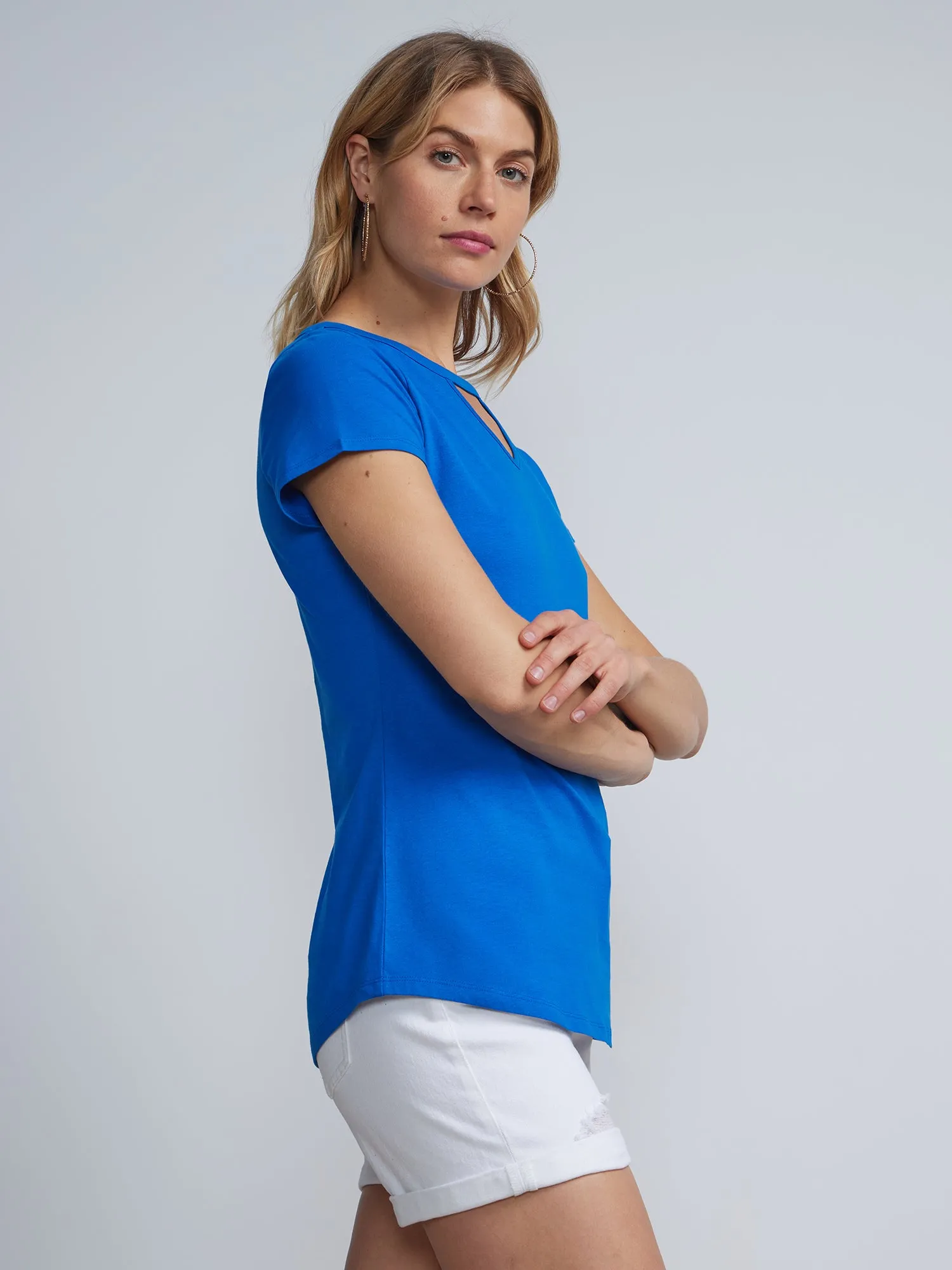 Short Sleeves Key-hole Cut out T-Shirt