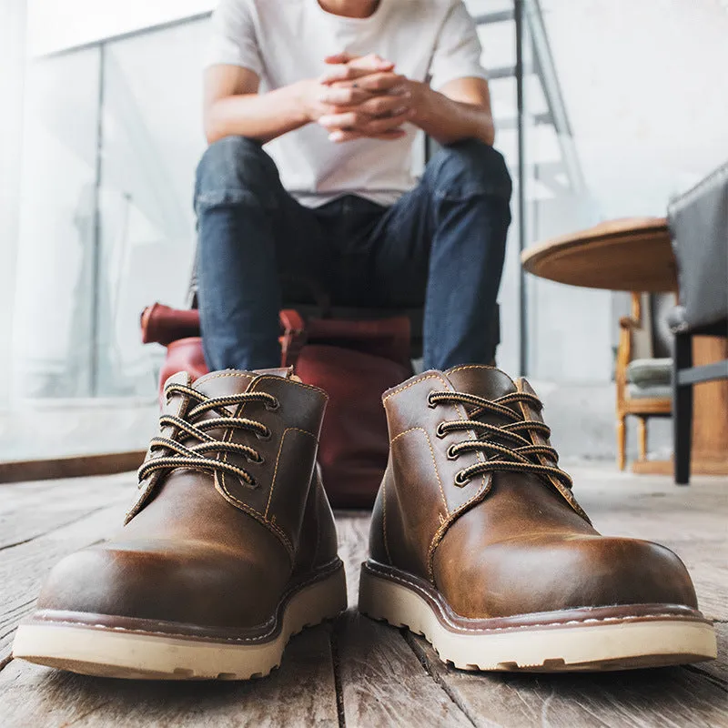 Vintage Boots - Men's British Style Outdoor Leather Boots