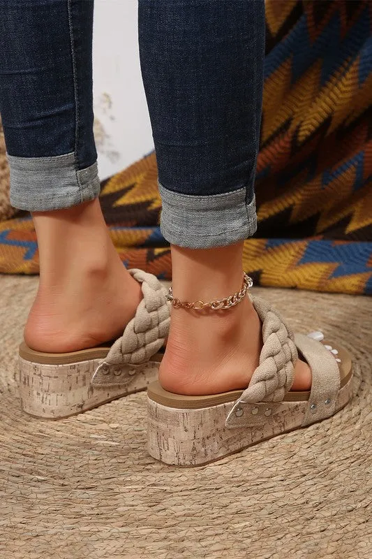 Woven Wedge Slippers
